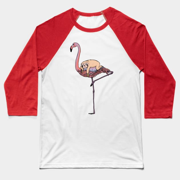 FLAMINGO AND SLOTH Baseball T-Shirt by huebucket